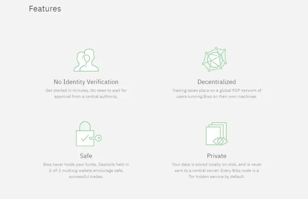 Bisq exchange features